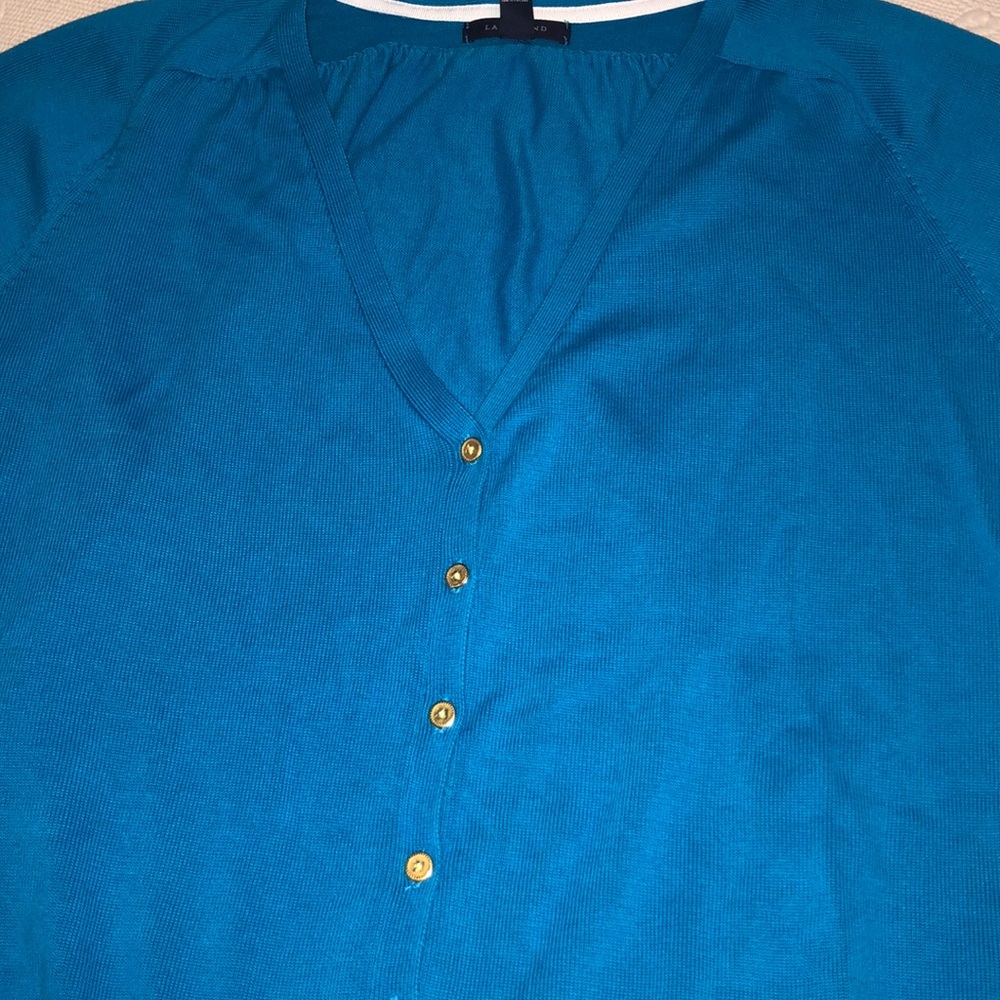 Lovely teal short sleeve cardigan sweater